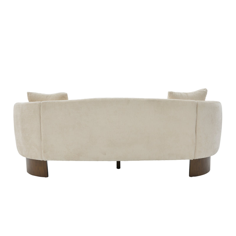 81 in. Curved Boucle Sofa with Wooden Base - Boucle Upholstery, photo 4 of 10