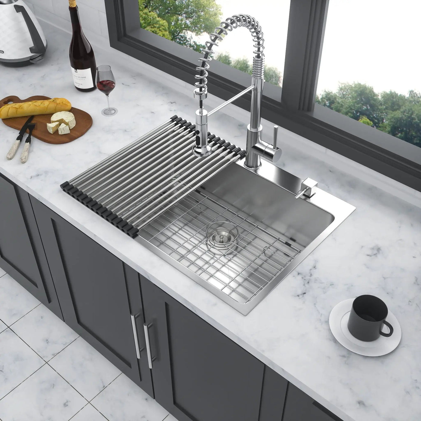 Drop In Kitchen Sink, 16 Gauge Stainless Steel, Single Bowl, Topmount Basin by HouseOfZazla