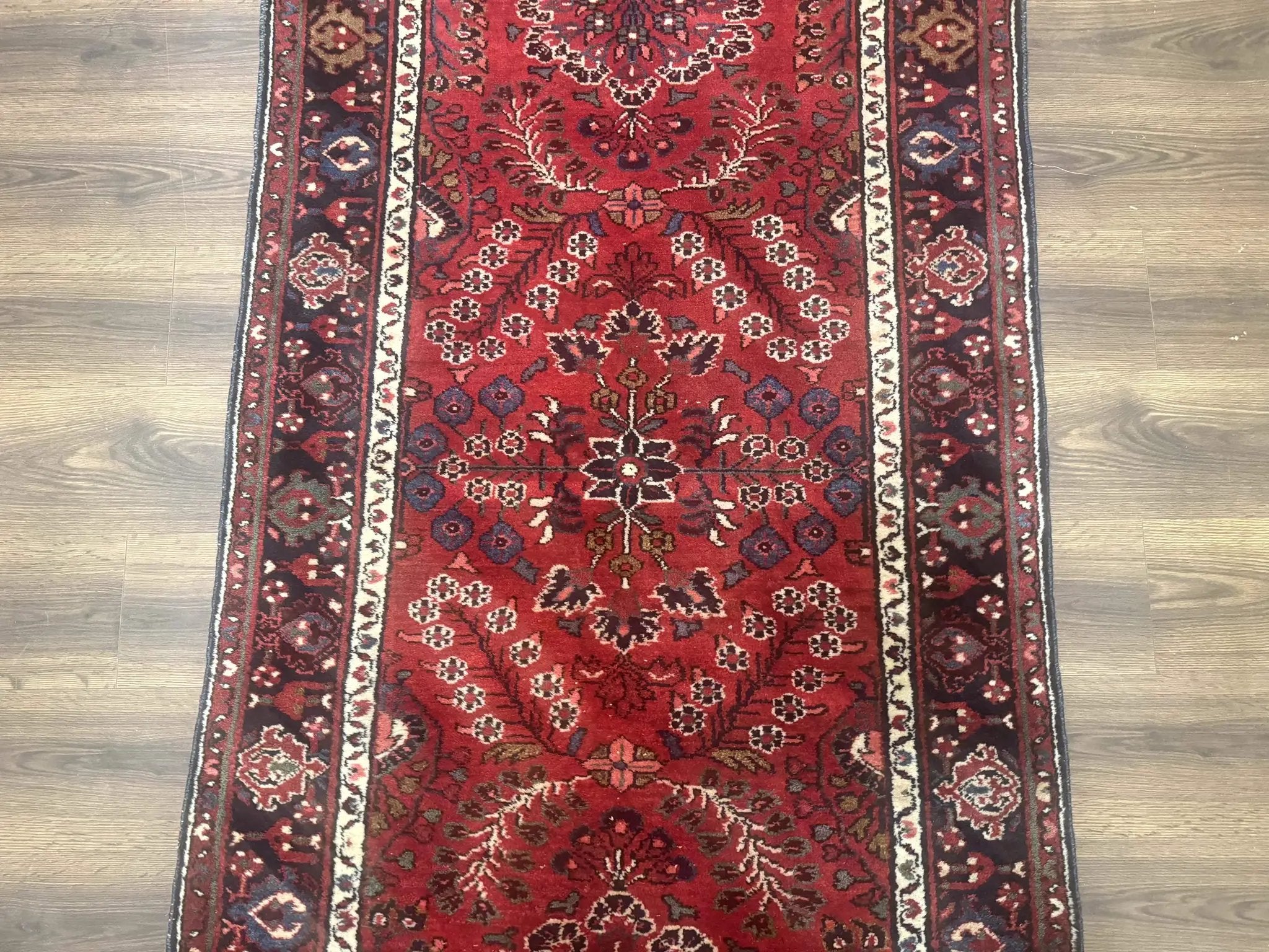 Red Persian Rug 2.6 x 6.8, Floral, Antique Per'sian Carpet, Persian Malayer Rug, Hamadan Rug by Jewel Rugs