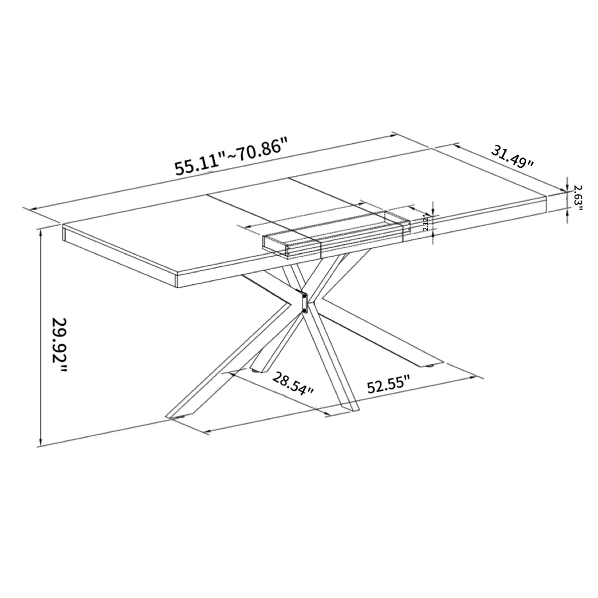 Retro Rectangular Stretch Dining Table With Embossed Center Plate by HouseOfZazla