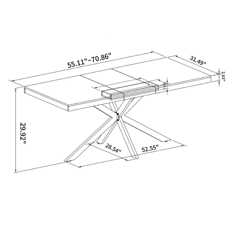 Retro Rectangular Stretch Dining Table With Embossed Center Plate by HouseOfZazla