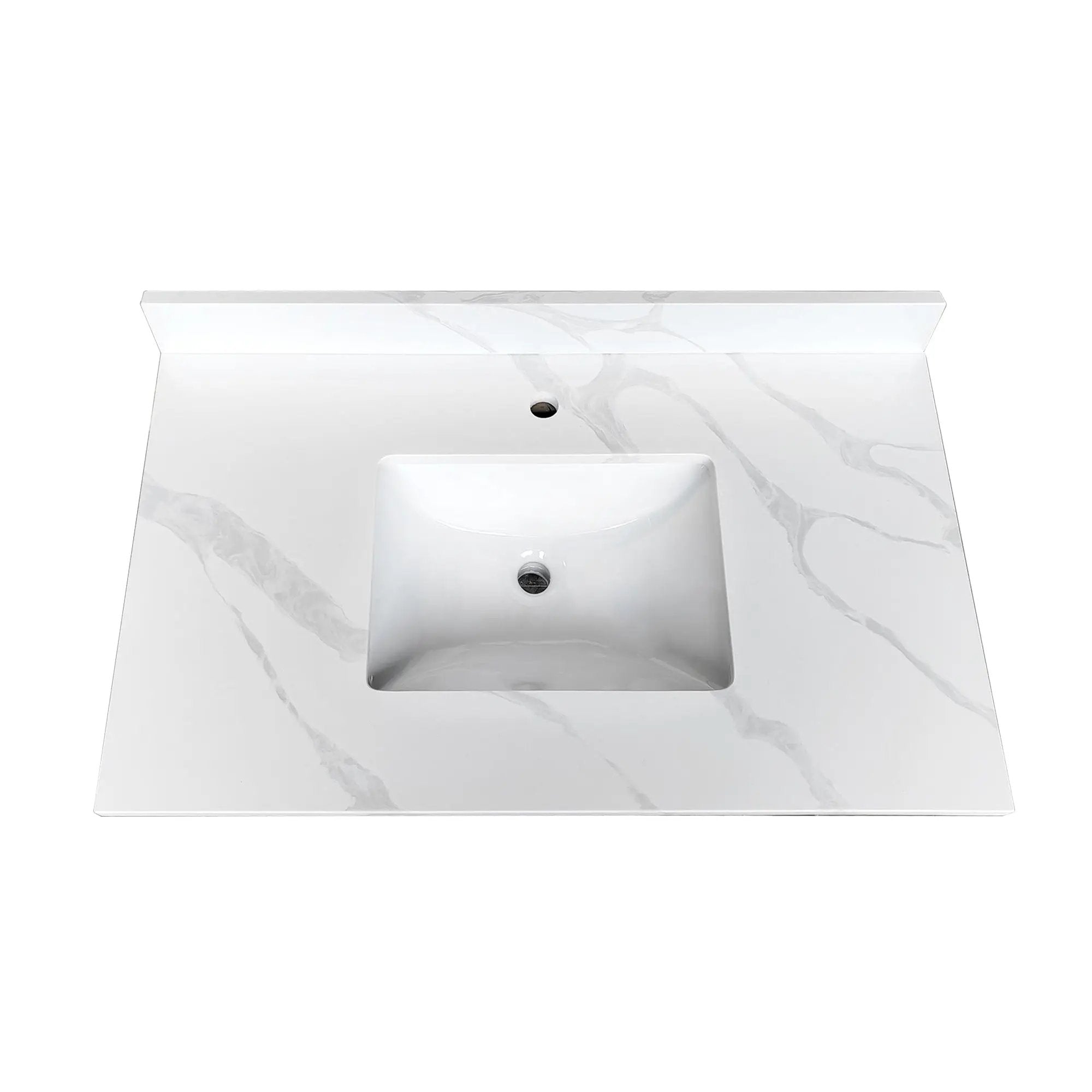 37-inch Quartz Bathroom Vanity Top with Undermount Single Bowl by HouseOfZazla