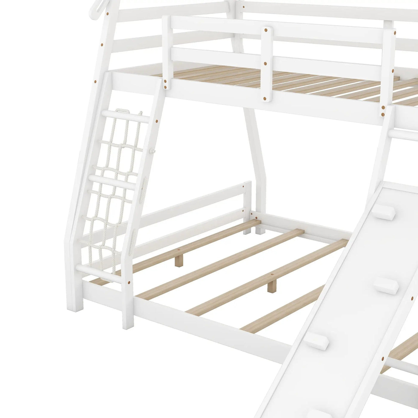 Georgiana - Twin Over Queen House Bunk Bed With Climbing Nets And Climbing Ramp by Unique Piece Furniture