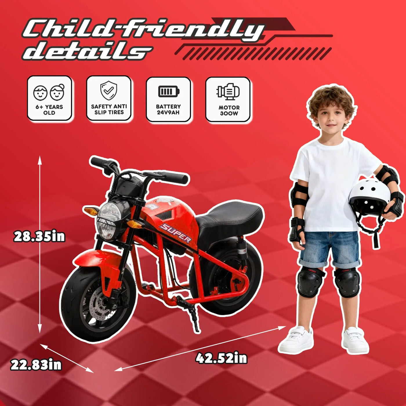 24V300W Kids Ride On XL Electric Toy Muscle Motorcycle by HouseOfZazla