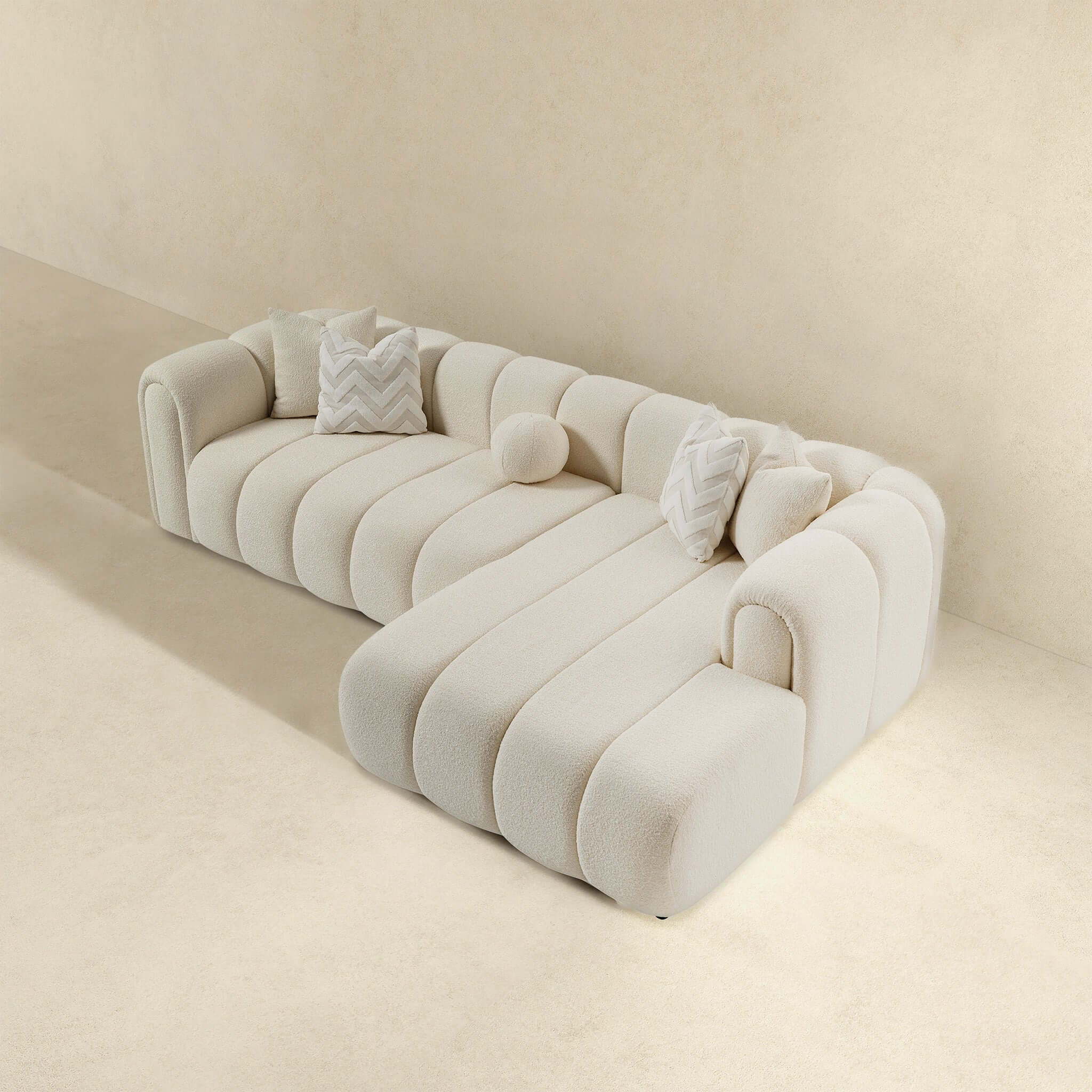 Beatrice - Modern Tufted Right Sectional Sofa - Ivory by HouseOfZazla