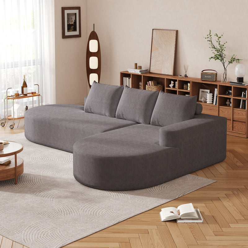 Modern Curved Sofa, L-Shaped Modular Sectional Set With 3 Pillows by HouseOfZazla