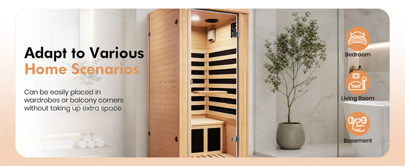 1020W Canadian Hemlock Single Mini Far Infrared Sauna Room, photo 10 of 10