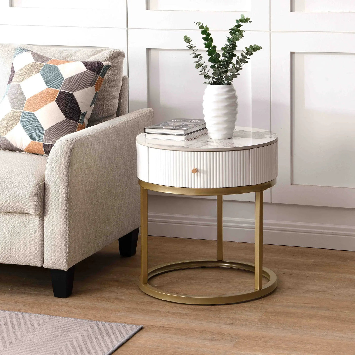 Modern Round Table With Drawers by Unique Piece Furniture