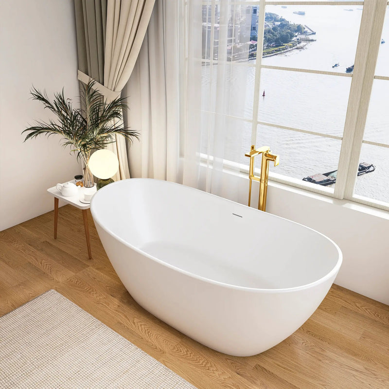 73 Inch Artificial Stone Solid Surface Freestanding Bathroom Bathtub by HouseOfZazla