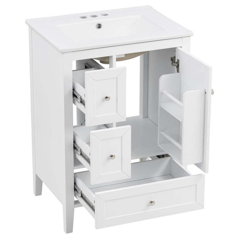 Modern Bathroom Vanity With Sink, Soft Close Drawers & Door, Storage Rack by HouseOfZazla