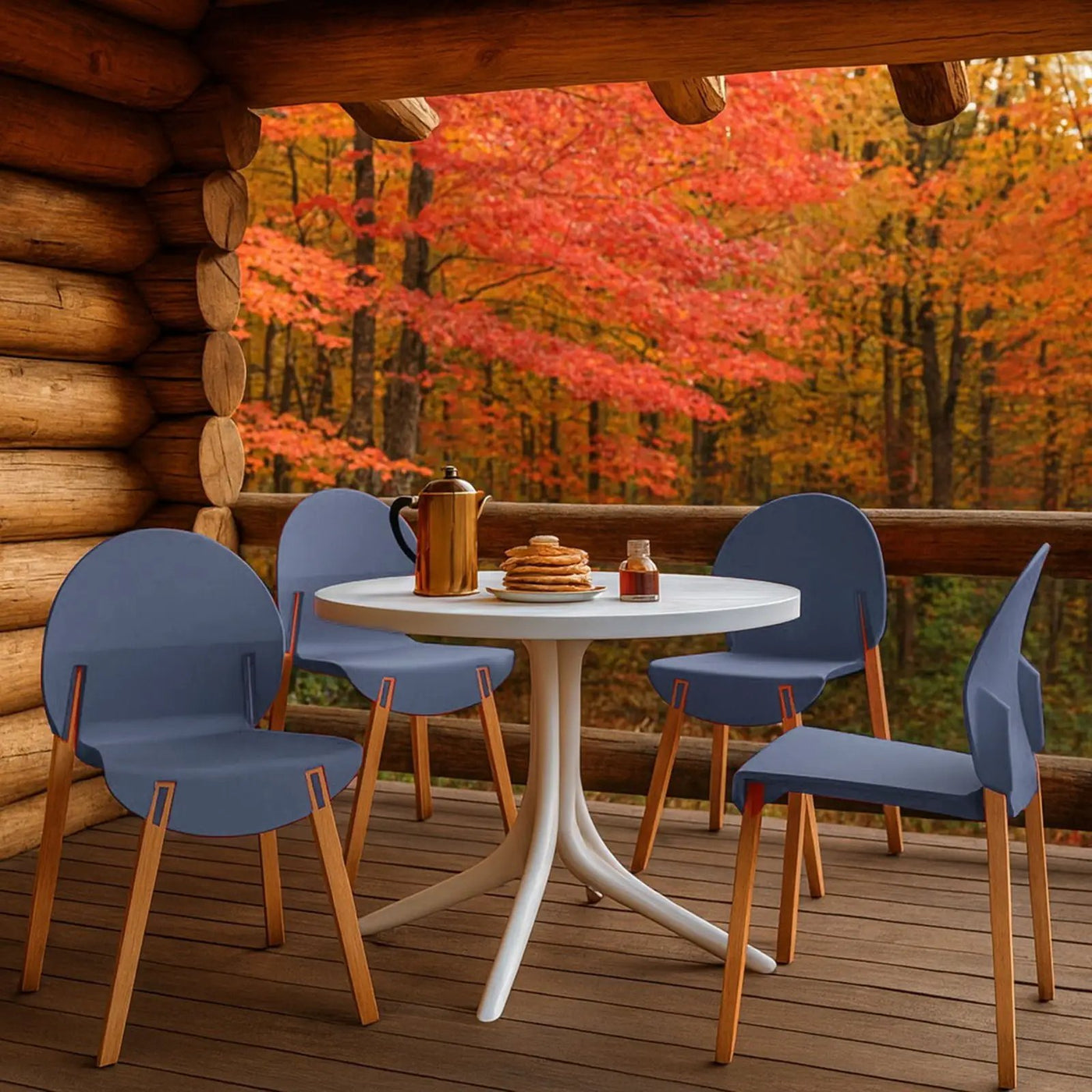 4 Piece Set Of Single Chairs, Traditional Elements With Round Table by HouseOfZazla