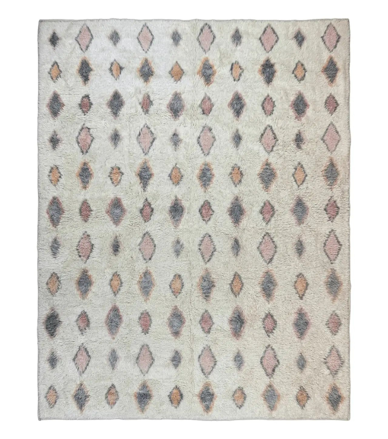 Large Modern Contemporary Indian Shag Rug 11x14, Ivory, Handmade Wool Carpet by Jewel Rugs