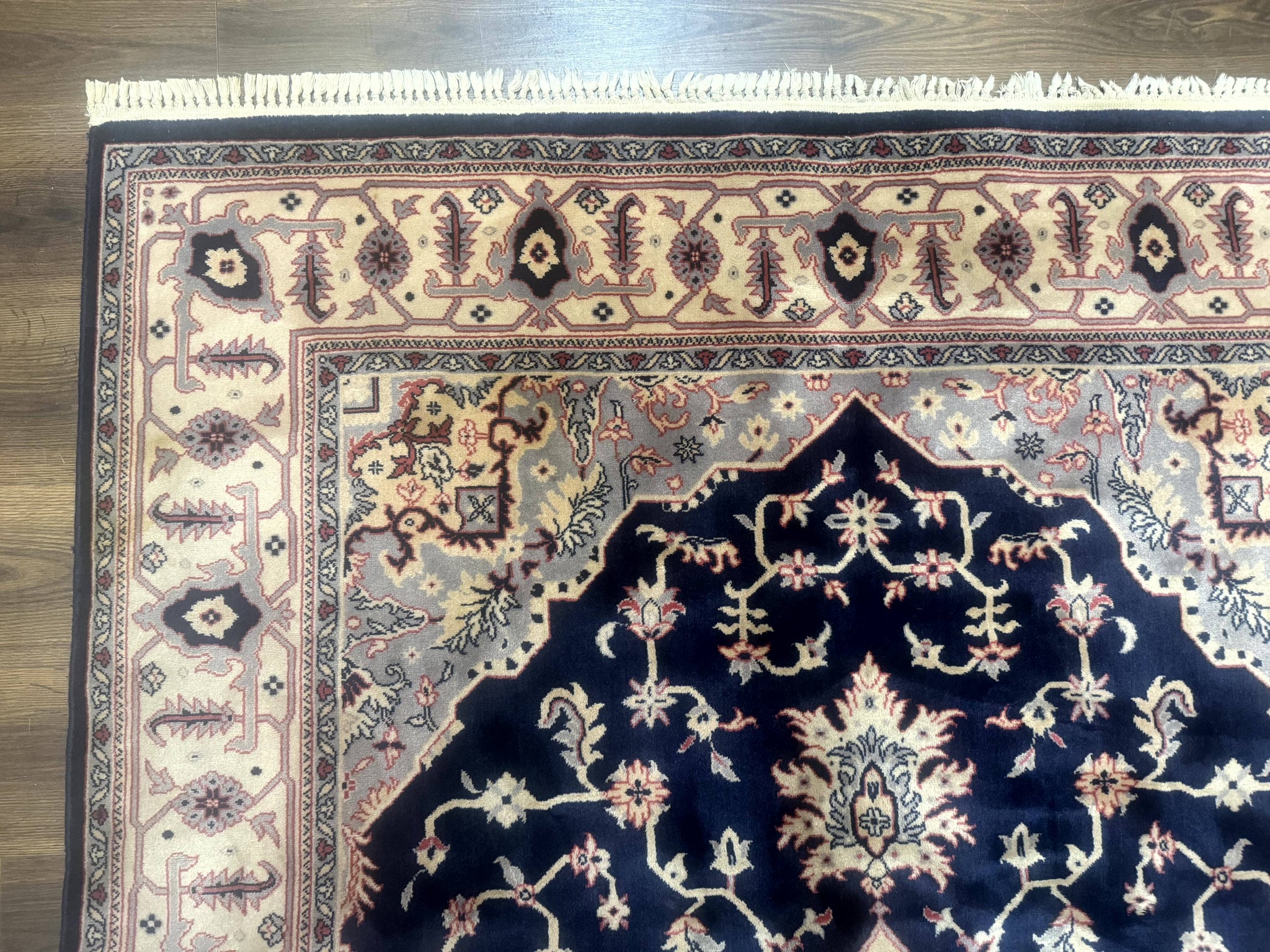 Karastan Rug Navy Serapi, Kara Shah Rug, Navy Blue, 5.6 x 8.6, Vintage Karastan Area Rug, Wool Pile Karastan Rug by Jewel Rugs
