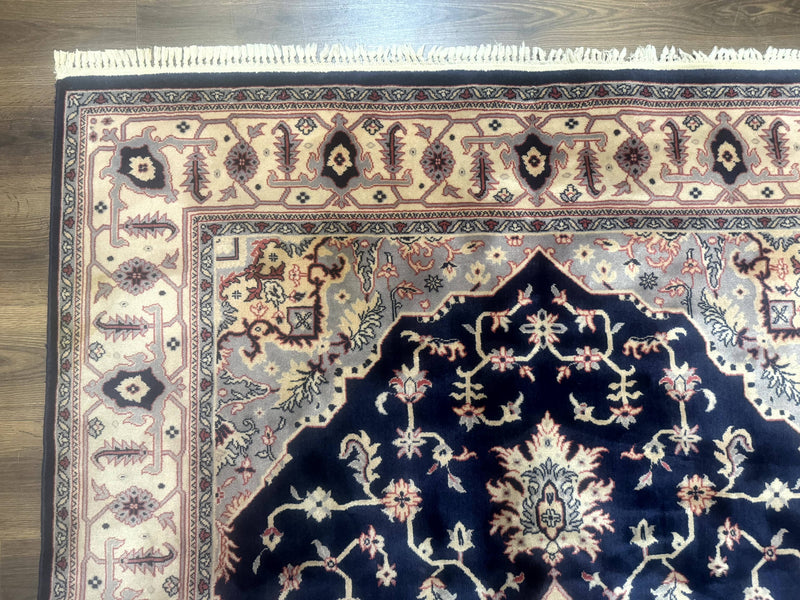 Karastan Rug Navy Serapi, Kara Shah Rug, Navy Blue, 5.6 x 8.6, Vintage Karastan Area Rug, Wool Pile Karastan Rug by Jewel Rugs