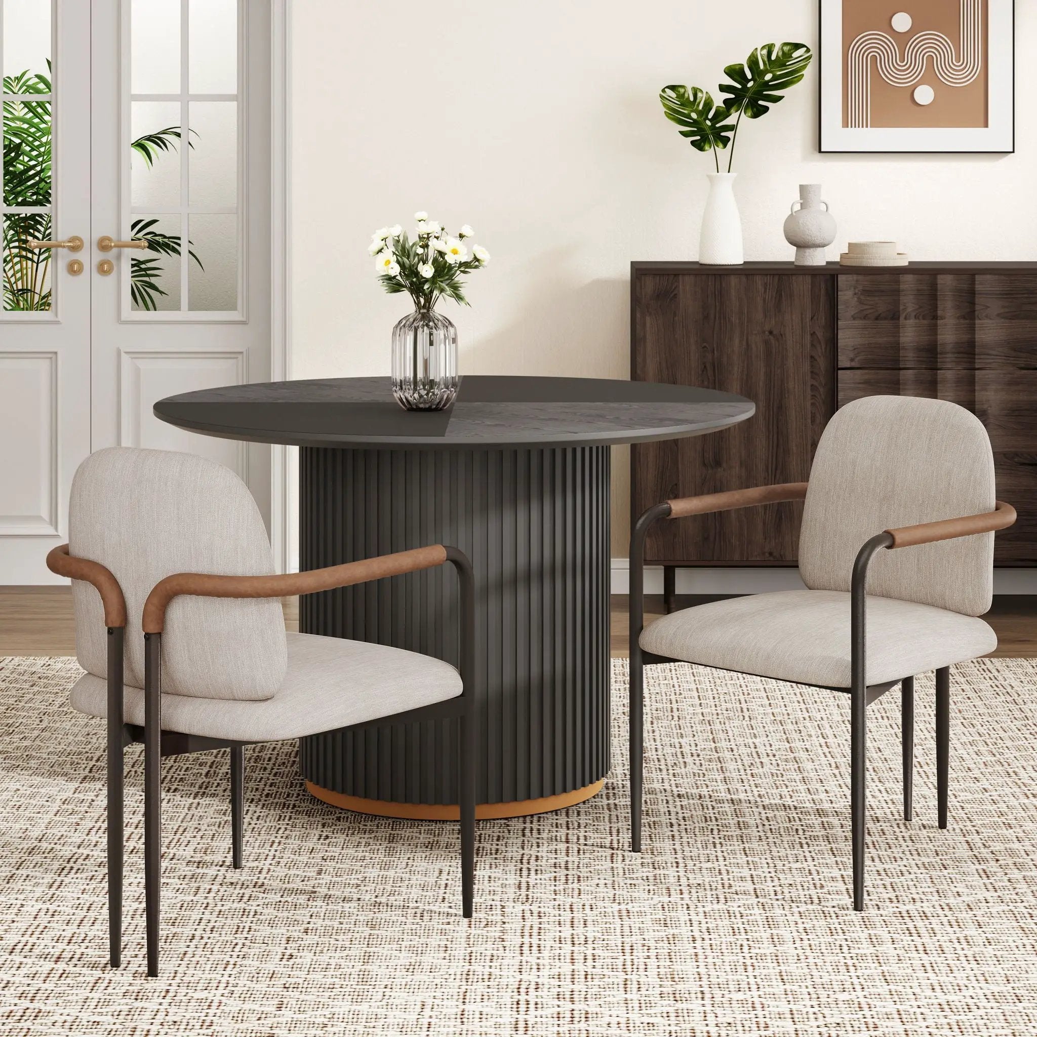 Modern Dining Chair Set with Durable Iron Frame and Comfortable Fabric Upholstery by HouseOfZazla