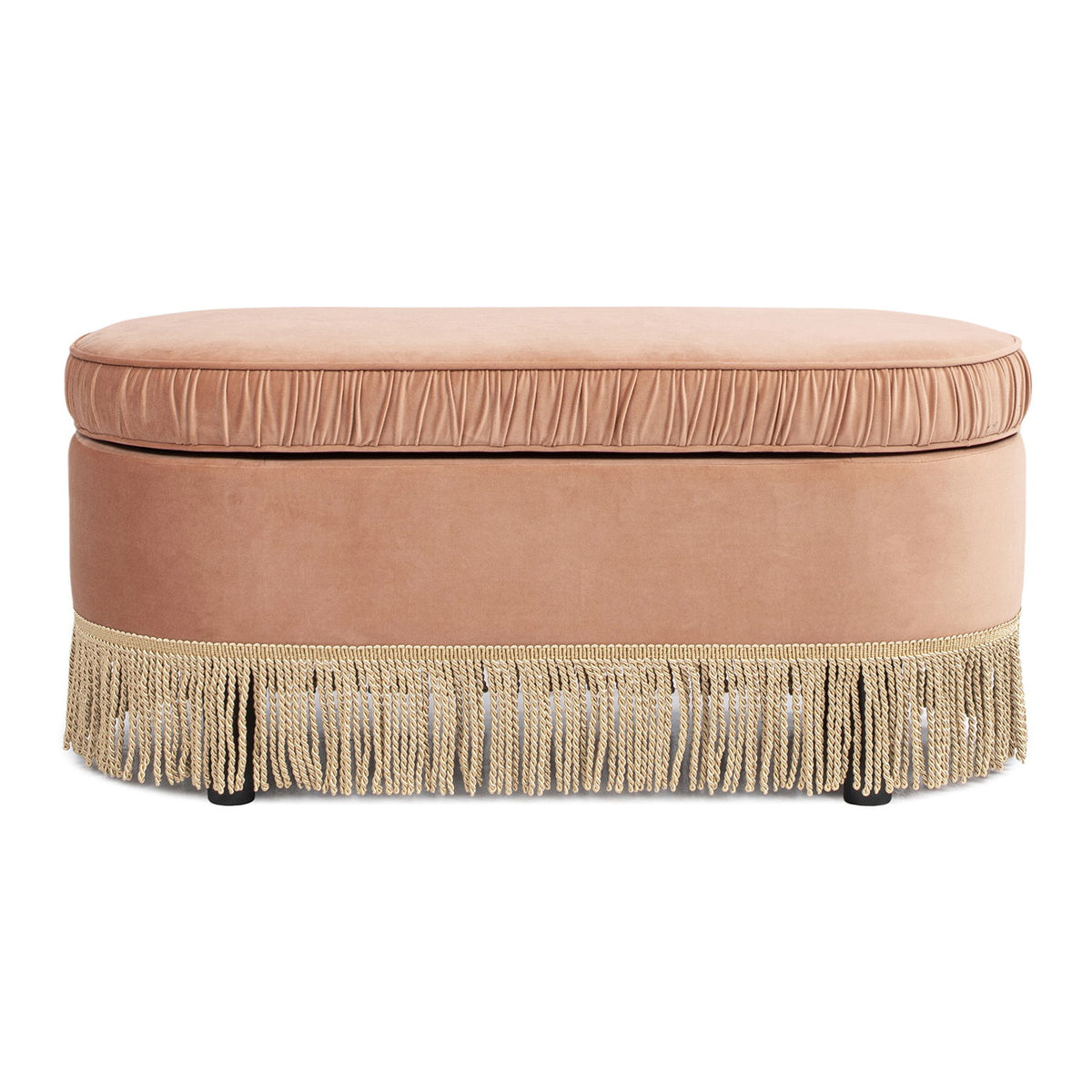 Contemporary Oval Storage Bench Ottoman with Hidden Compartment - Pink or Green, photo 10 of 16