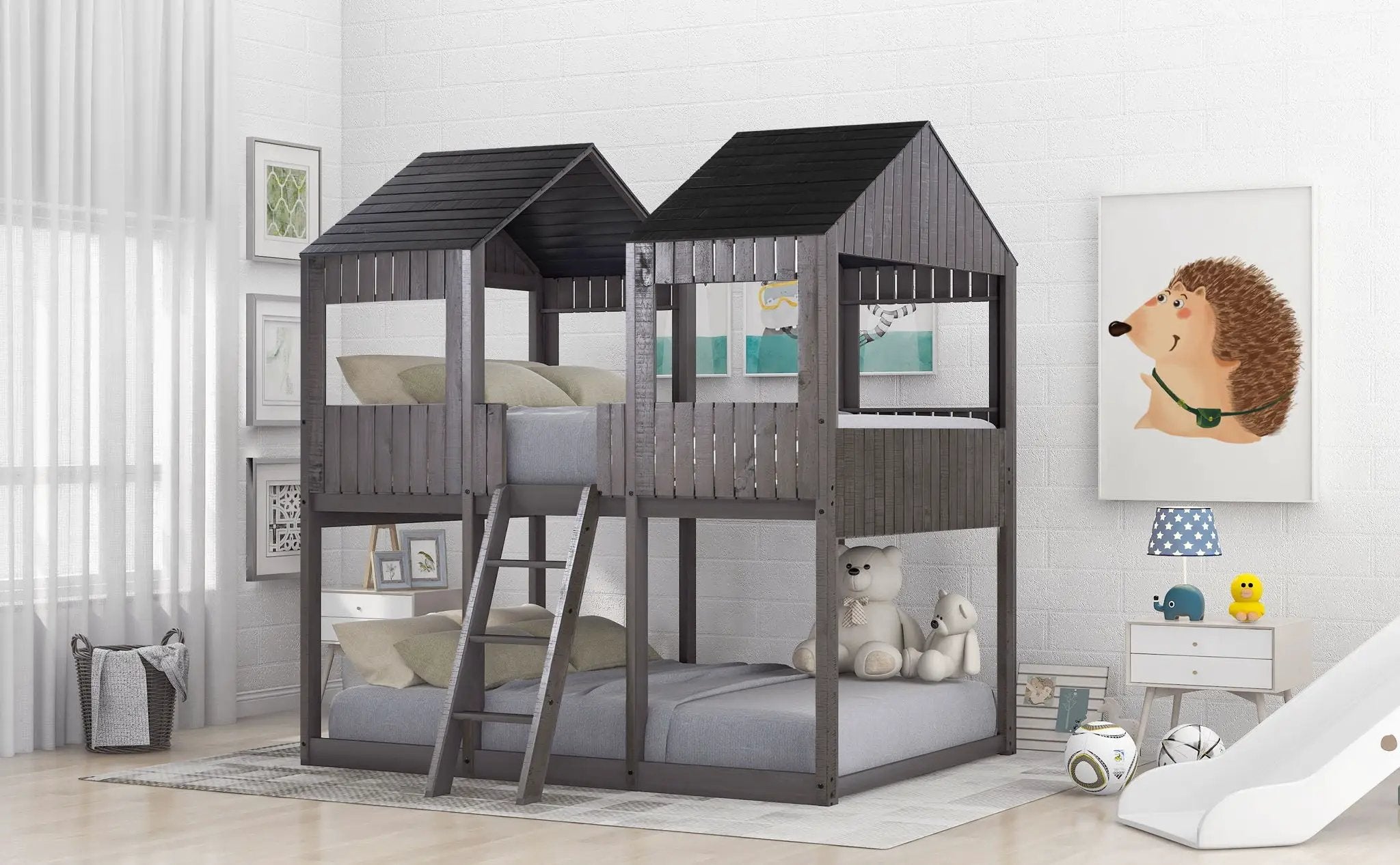 Bunk Bed With Roof, Window, Guardrail, Ladder by HouseOfZazla
