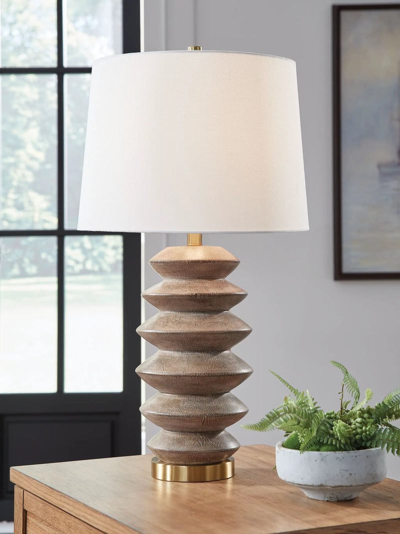 Jyllyard - Poly Table Lamp - Brown / Gold Finish by Unique Piece Furniture