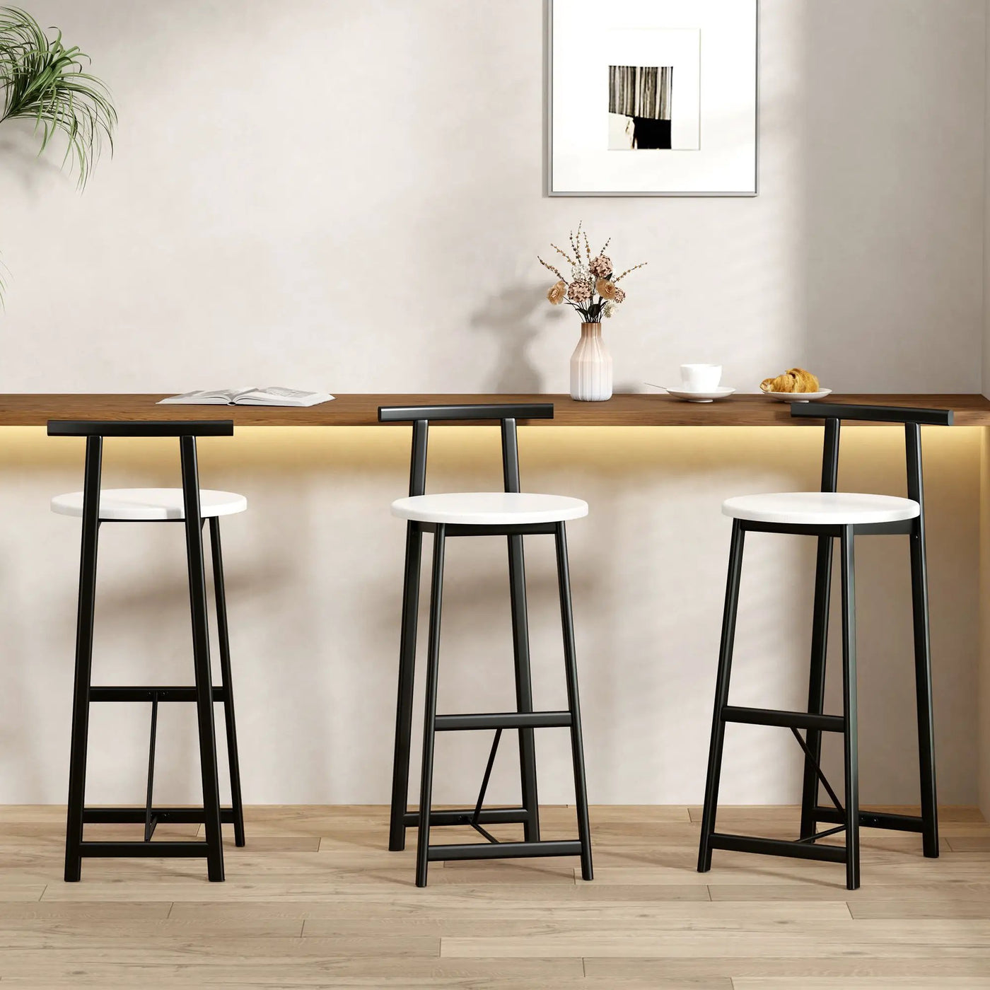 Modern Bar Stools With Backrest For Kitchen (Set of 3) by HouseOfZazla