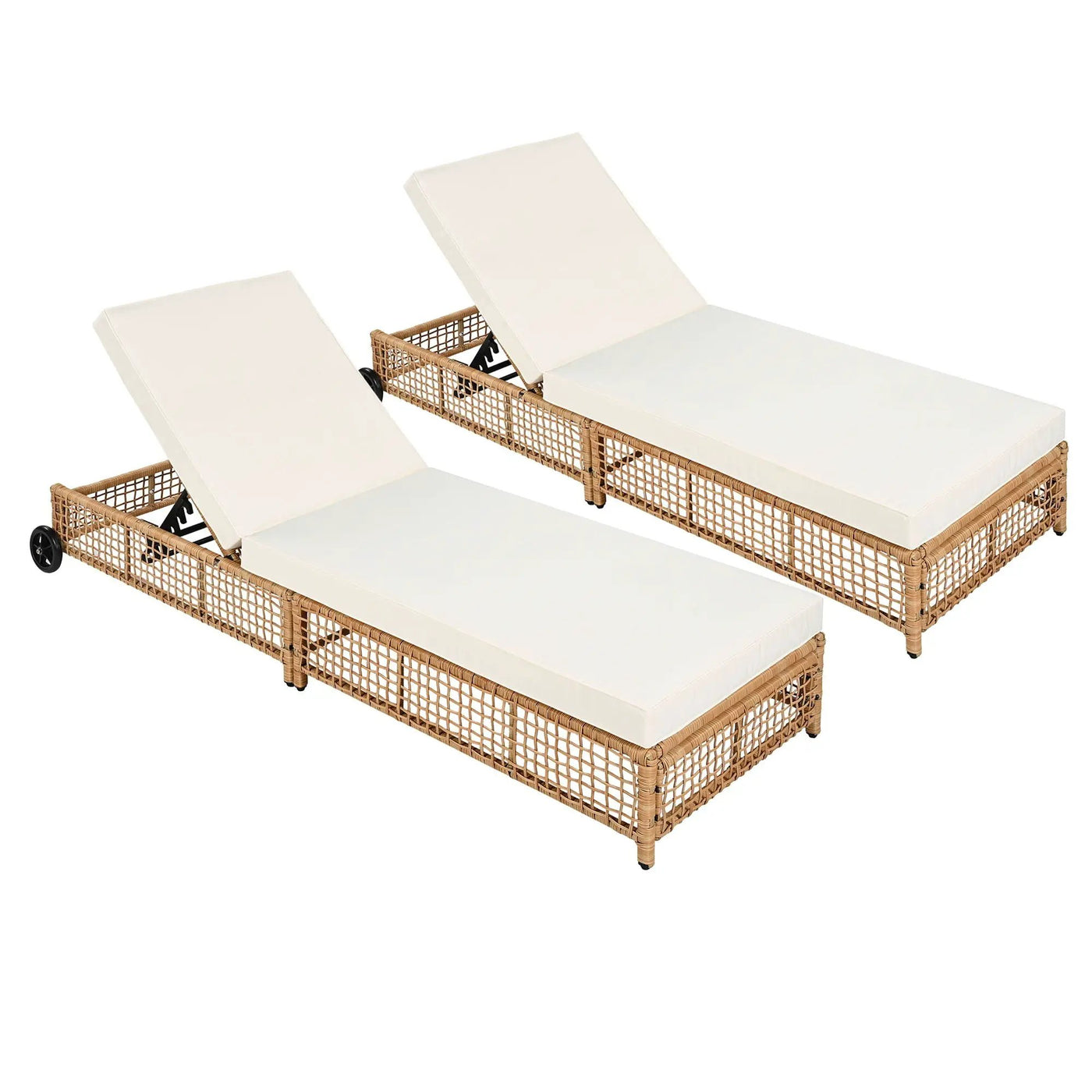 Outdoor Lounge Chair With 5 Position Backrest With Cushion And Wheels by HouseOfZazla
