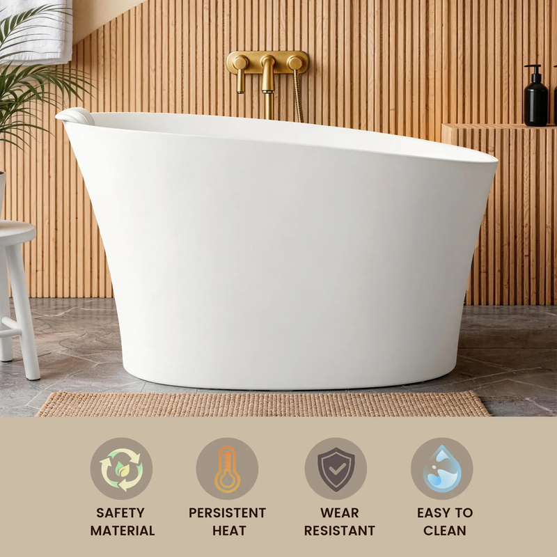 51" Solid Surface Oval Freestanding Glossy Bathtub by HouseOfZazla