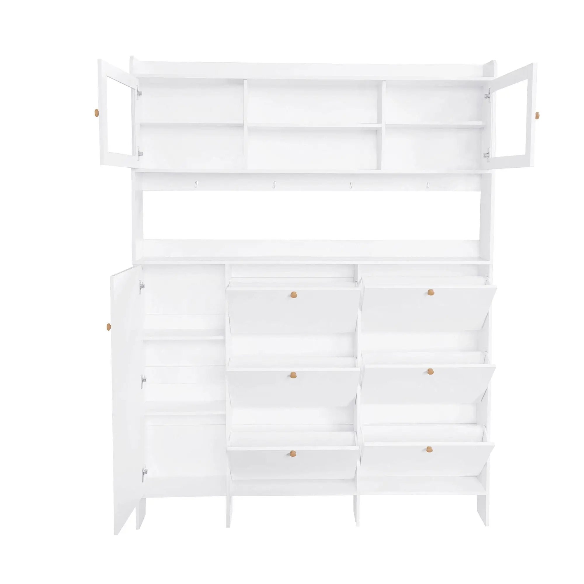 On Trend Multifunctional Tipping Bucket Shoe Cabinet With Storage Shelf & 6 Flip Drawers by HouseOfZazla
