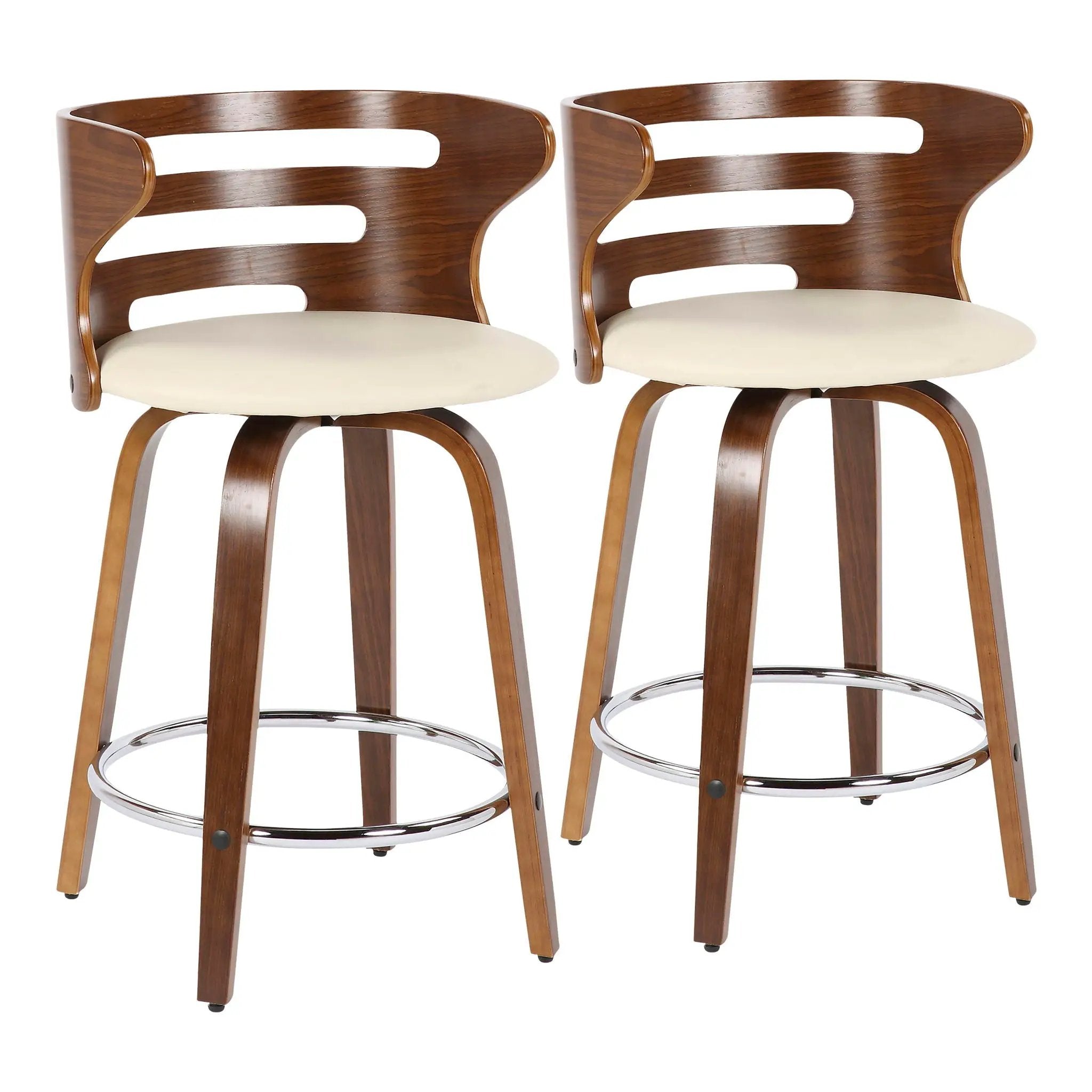 Cosini - Mid Century Modern Fixed Height Counter Stool With Footrest With Swivel (Set of 2) by HouseOfZazla