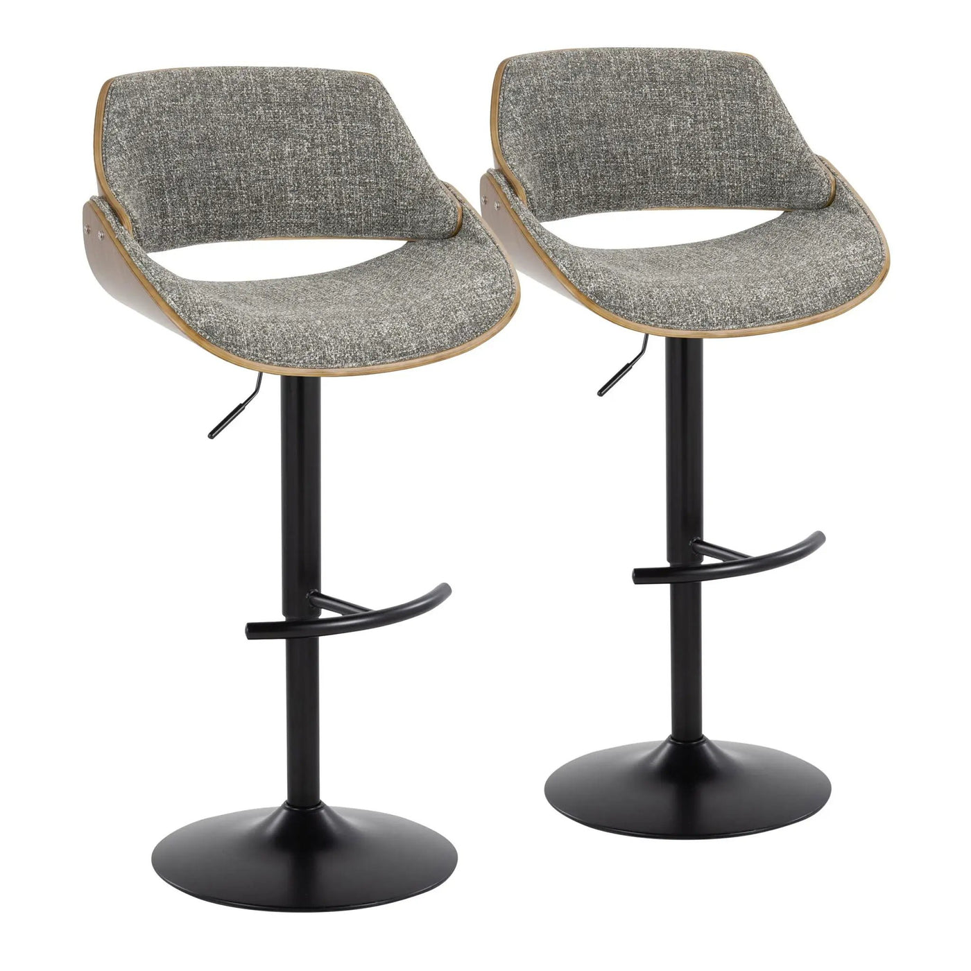 Fabrizzi - Mid Century Modern Adjustable BarStool With Rounded T Footrest (Set of 2) by HouseOfZazla
