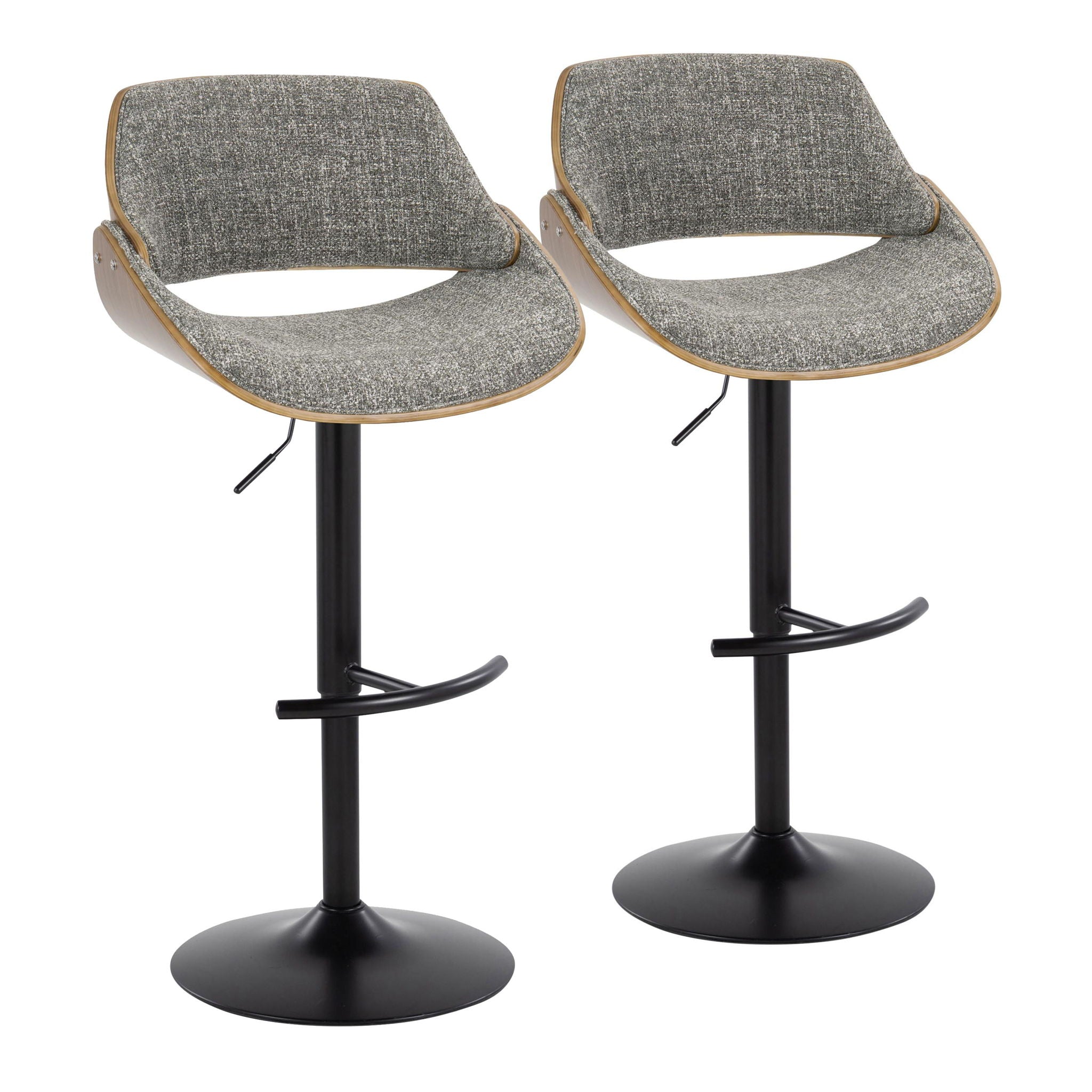 Fabrizzi - Mid Century Modern Adjustable BarStool With Rounded T Footrest (Set of 2) by Unique Piece Furniture