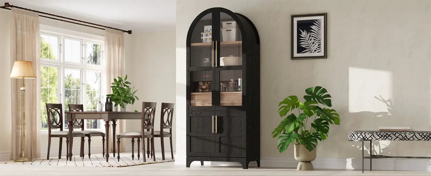 K&K 71" Tall Arched Kitchen Pantry Cabinet by HouseOfZazla