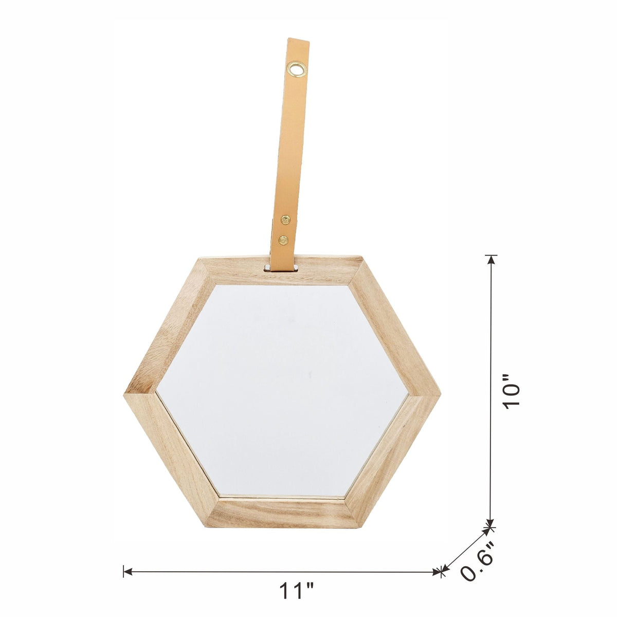 Light Brown Hexagon Wall Accent Mirror with Wood Frame – Set of 2, photo 4 of 5