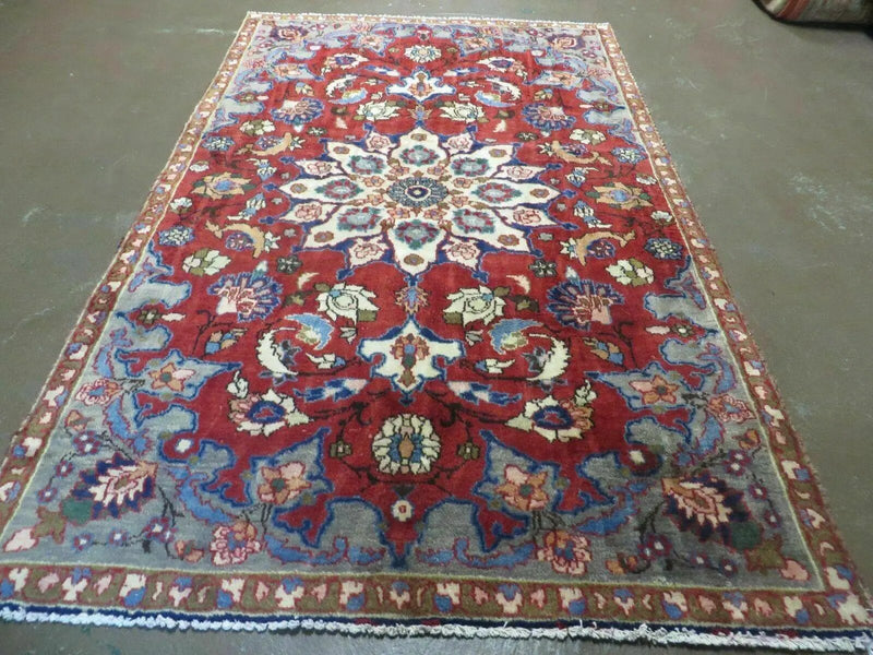 4' X 6' Antique Handmade India Floral Oriental Wool Rug Vegetable Dyes #120 by Jewel Rugs
