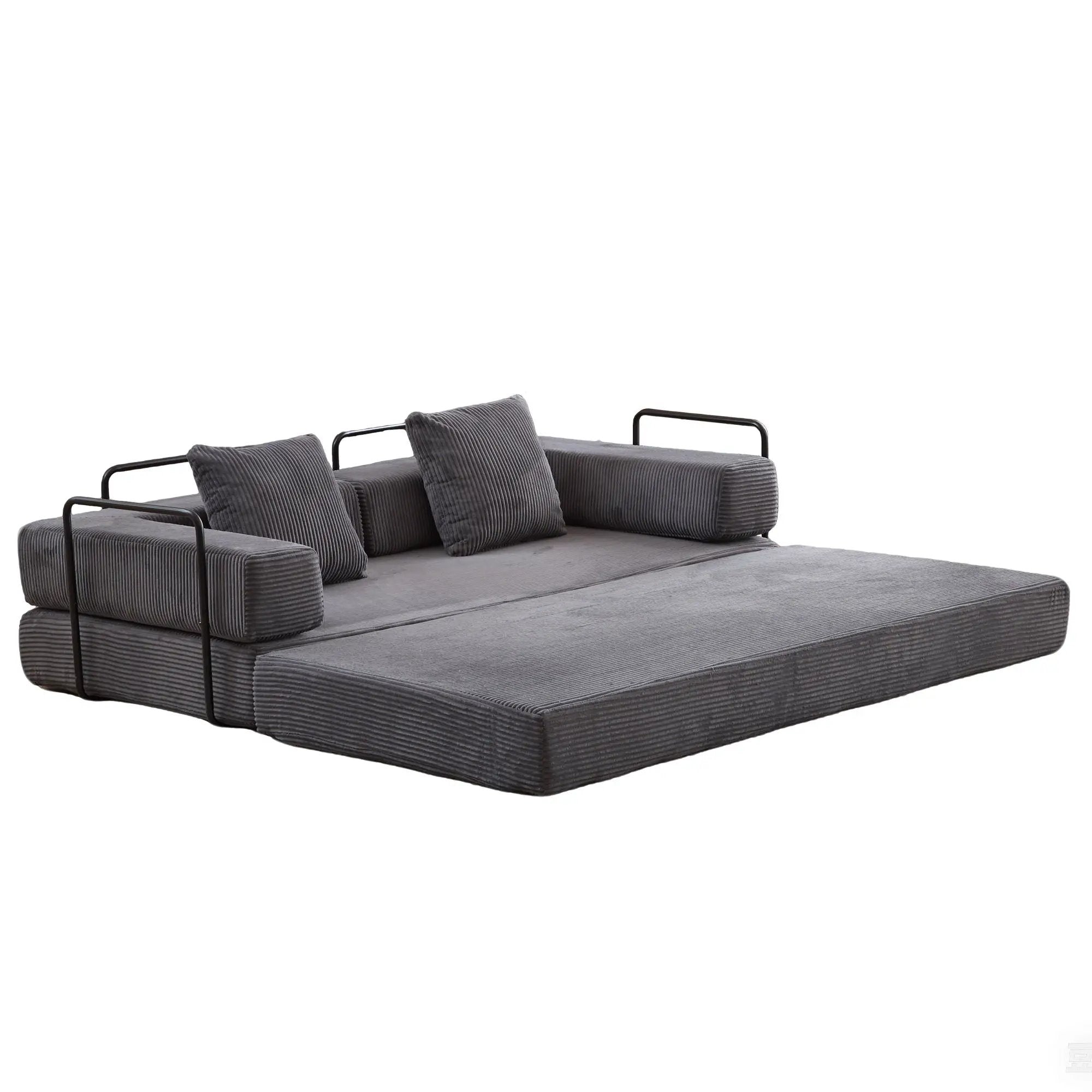 Floor Couch, Convertible Floor Sofa Bed With Pillow Back Support Armrest by HouseOfZazla