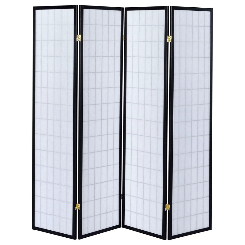 Roberto 4-Panel Room Divider Folding Shoji Screen Black by Unique Piece Furniture