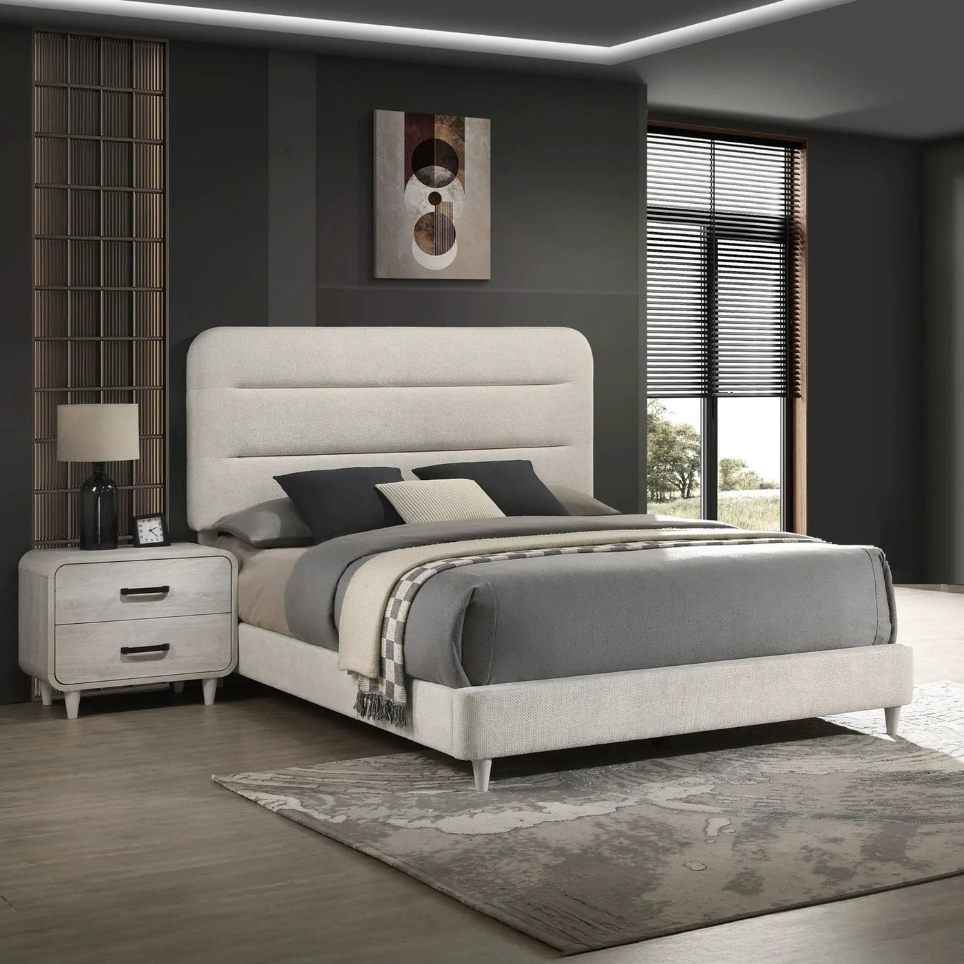 Upholstered Panel Bed, Sleek Lines by HouseOfZazla