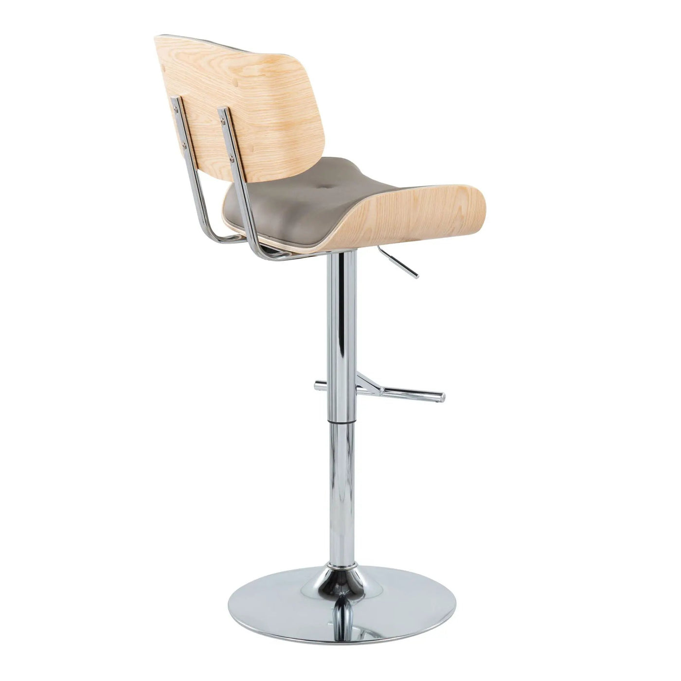 Lombardi - Contemporary Adjustable Barstool With Swivel With Straight T Footrest (Set of 2) by HouseOfZazla