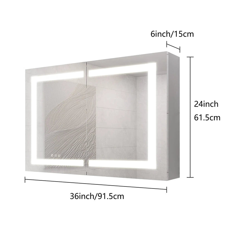 Medicine Cabinet With LED Vanity Mirror, Anti-Fog, Waterproof, Dimmable With Touch Switch by HouseOfZazla