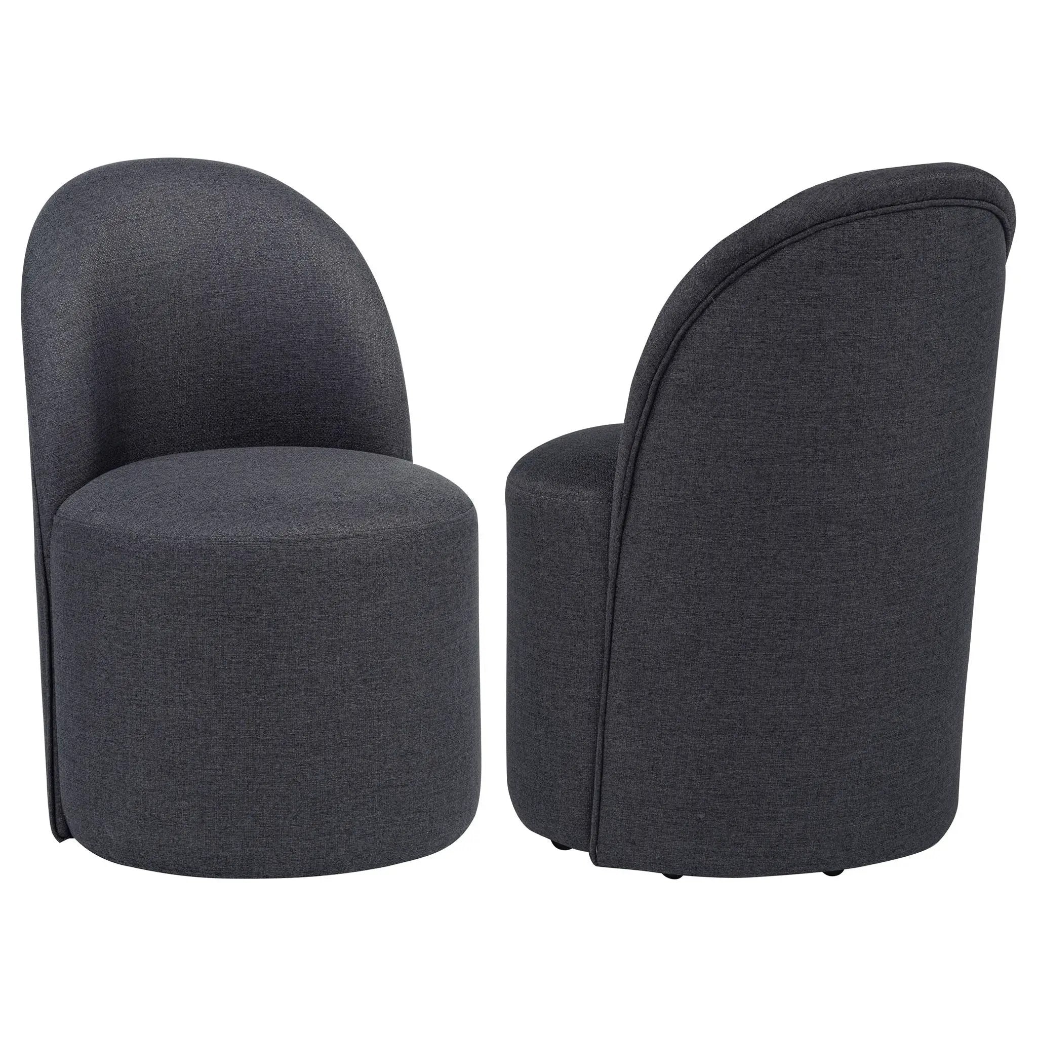 Aubrey Upholstered Barrel Dining Side Chair Charcoal (Set of 2) by Unique Piece Furniture