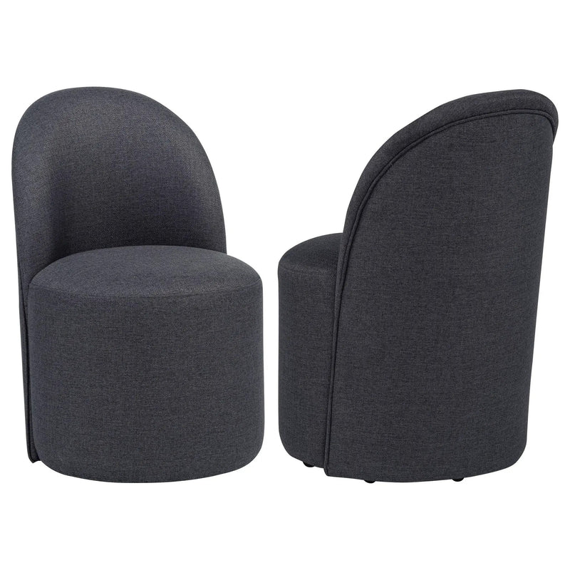 Aubrey Upholstered Barrel Dining Side Chair Charcoal (Set of 2) by Unique Piece Furniture