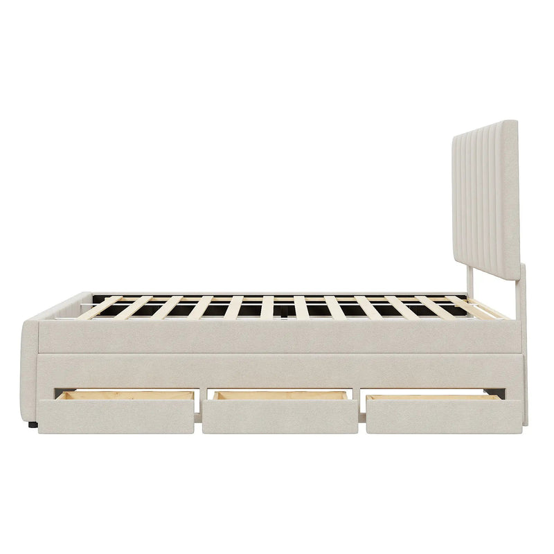 Upholstered Platform Bed With Twin Size Trundle And 3 Drawers by HouseOfZazla