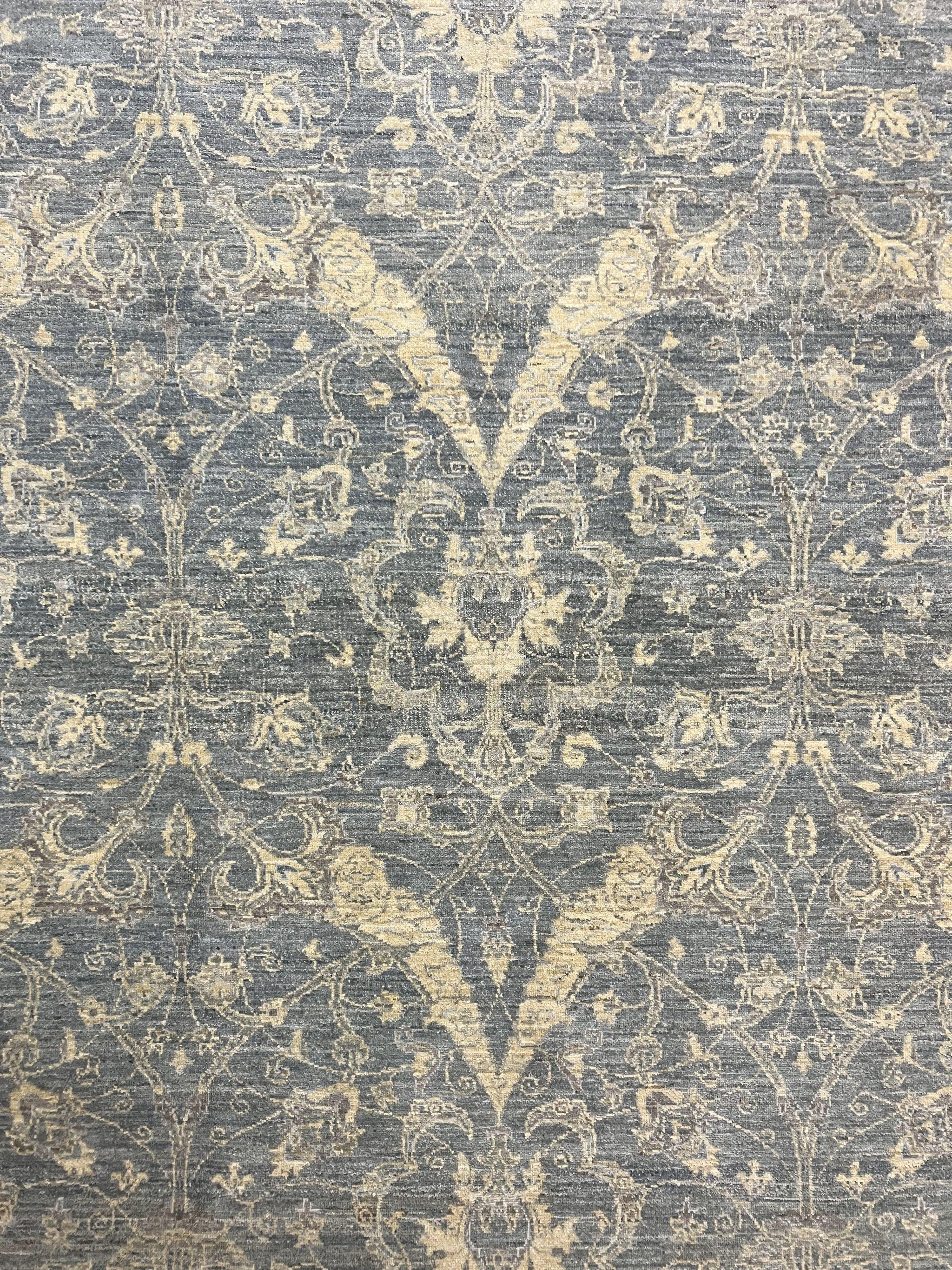 Contemporary Pakistani Rug 5 x 6.6, Handmade Floral Wool Rug, Spanish Pattern by Jewel Rugs