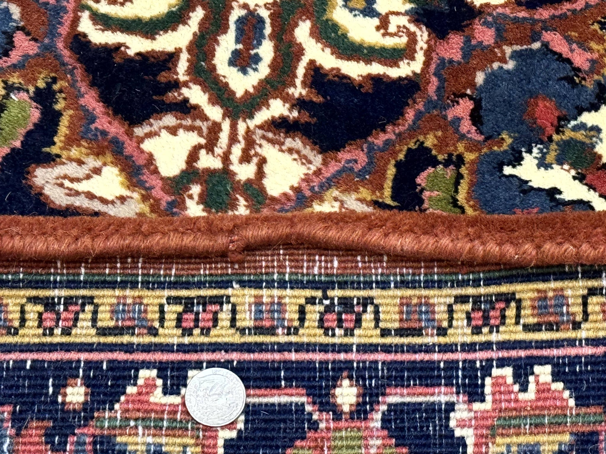 Indo Persian Heriz Rug 4x6, Rust Red Navy Blue and Cream by Jewel Rugs