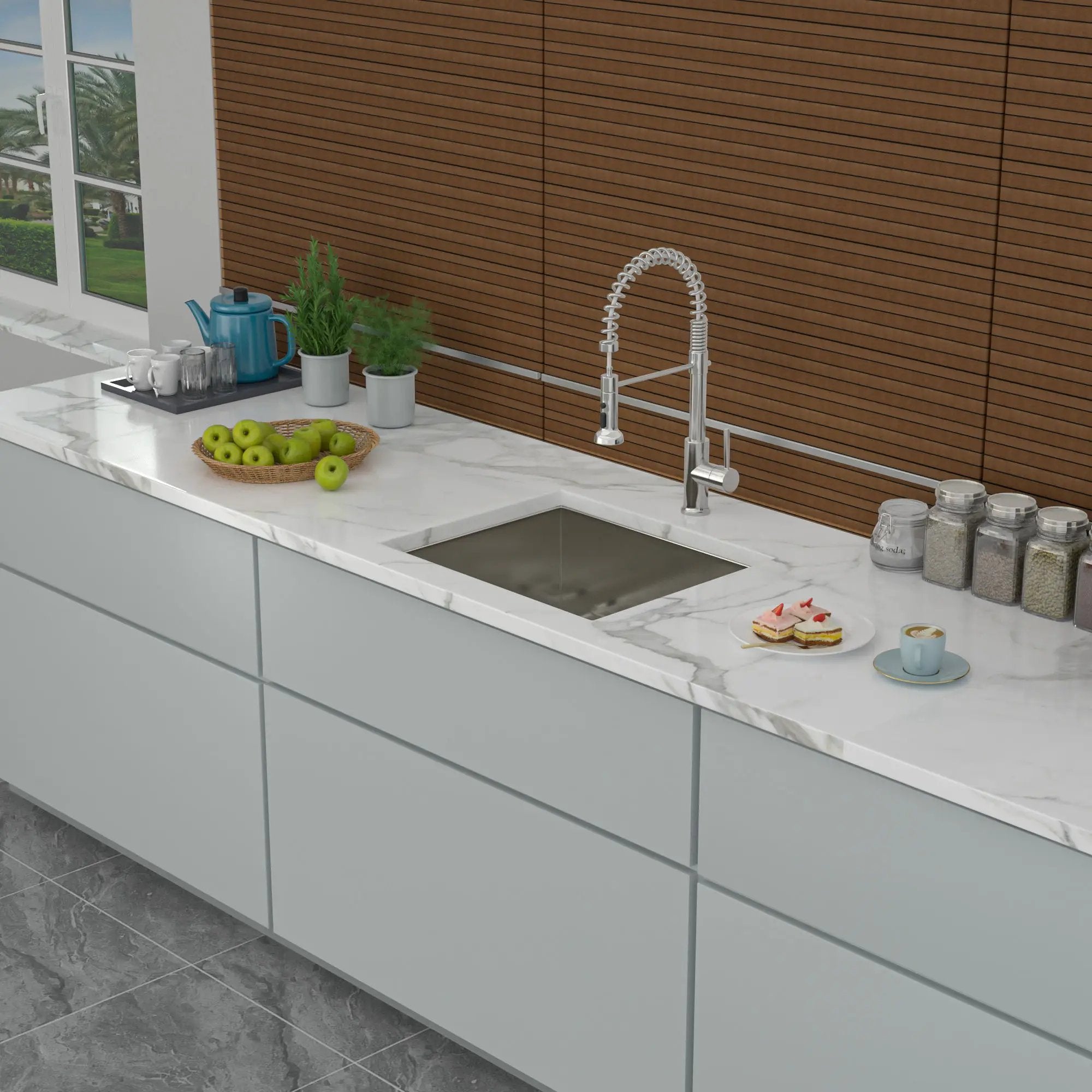 Modern Undermount Stainless Steel Kitchen Sink 16 Gauge, Deep Single Bowl by HouseOfZazla