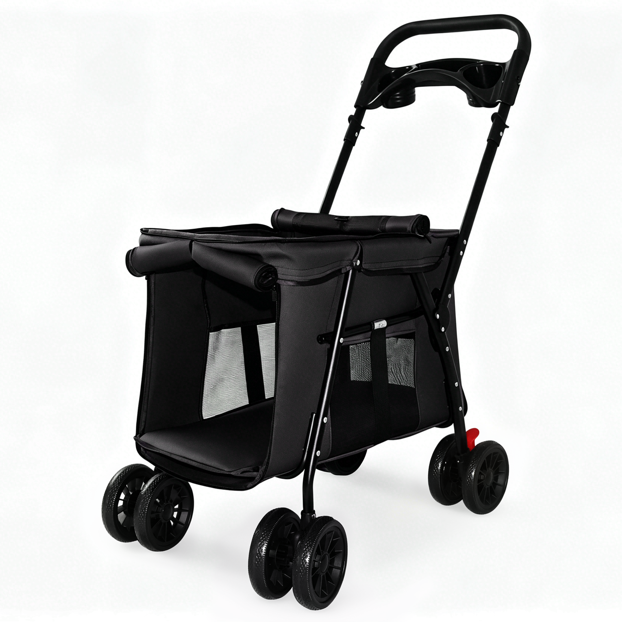 Pet Stroller Foldable 4-Wheel Design with Breathable Mesh by HouseOfZazla