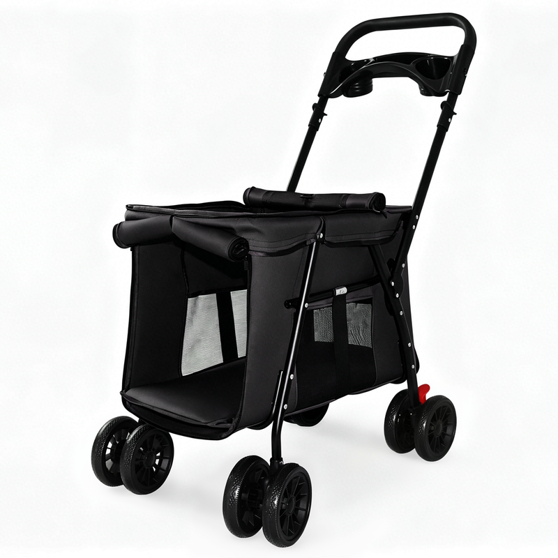 Pet Stroller Foldable 4-Wheel Design with Breathable Mesh by HouseOfZazla