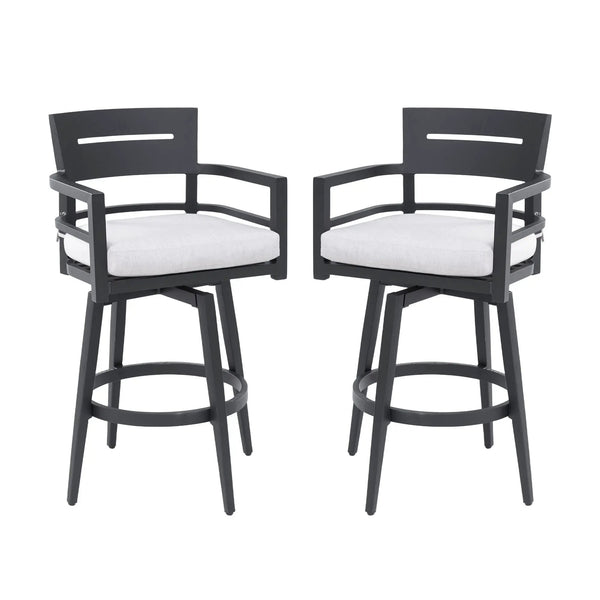 Outdoor Swivel Bar Chairs, 360 Degree Rotation, Ergonomic Backrest (Set of 2)