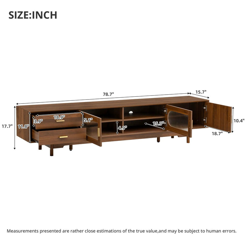 Modern TV Stand With Fluted Glass Doors & 2 Drawers by HouseOfZazla