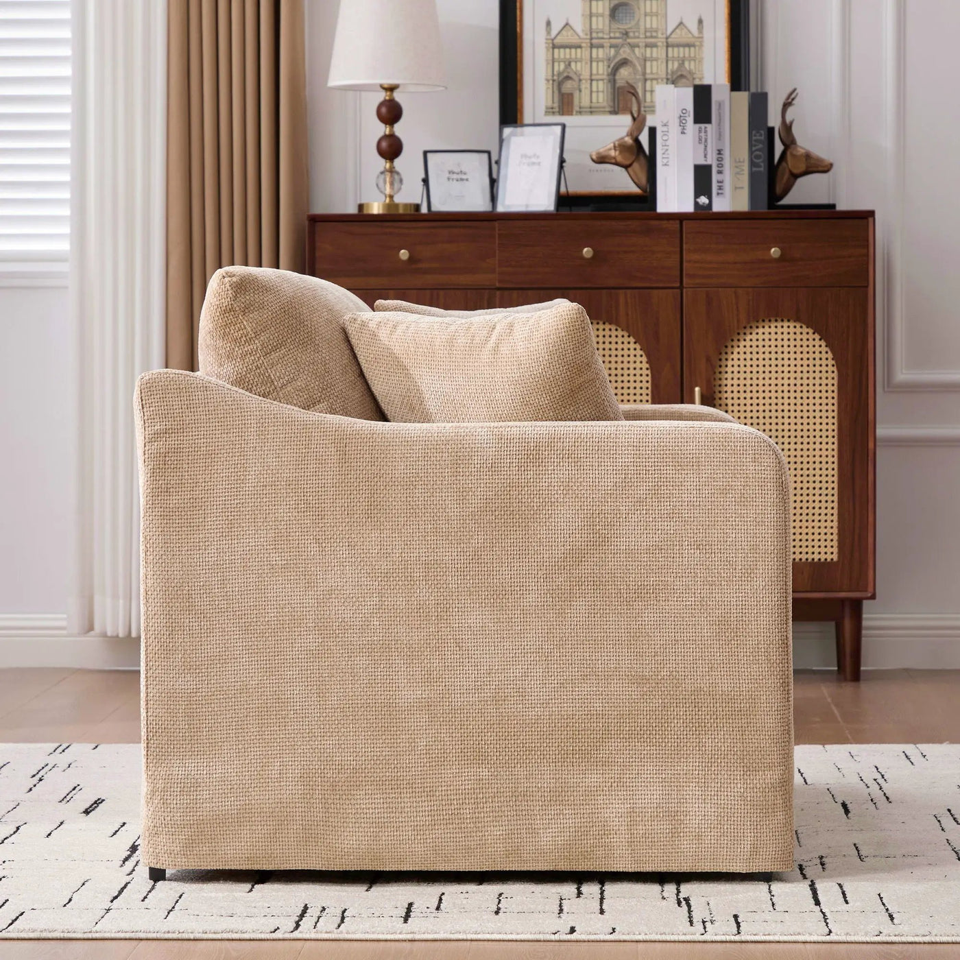 Farmhouse Accent Chair With 2 Bolster Pillows by Unique Piece Furniture