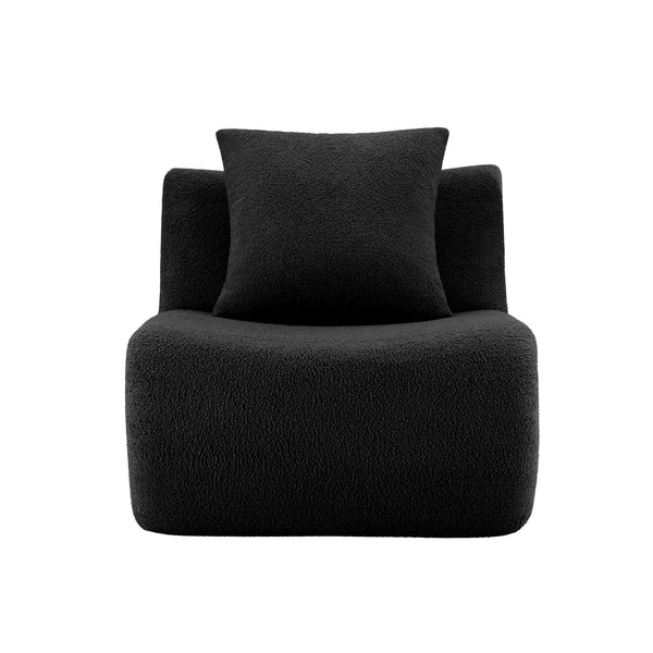 Armless Sofa With Pillow Teddy Fabric - Black, photo 2 of 7