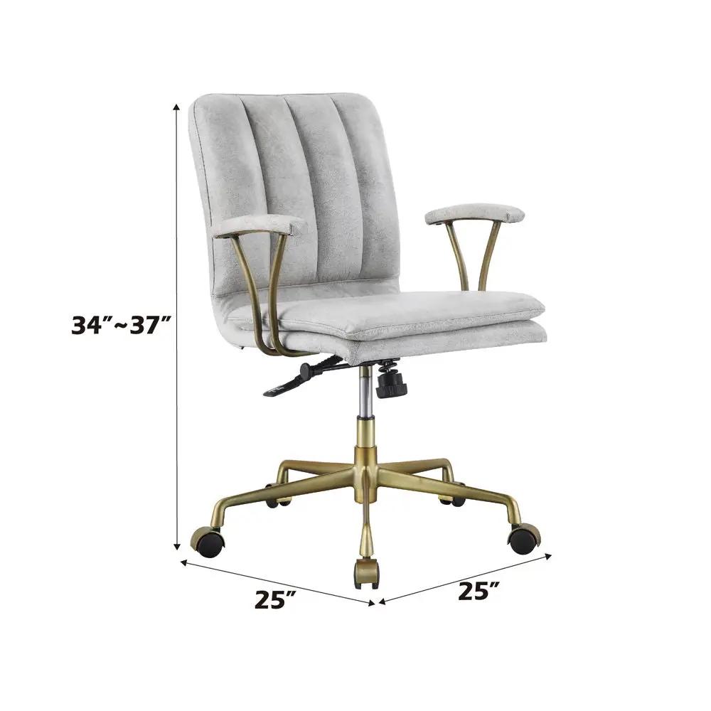Damir - Office Chair - Vintage White Top Grain Leather & Chrome by Unique Piece Furniture